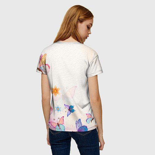 Женская футболка Чибик с букетом / 3D-принт – фото 4