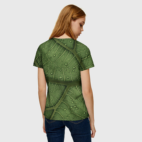 Женская футболка Текстура зелёной листы / 3D-принт – фото 4
