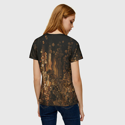 Женская футболка Тёмные камни и тёмные краски в воде / 3D-принт – фото 4