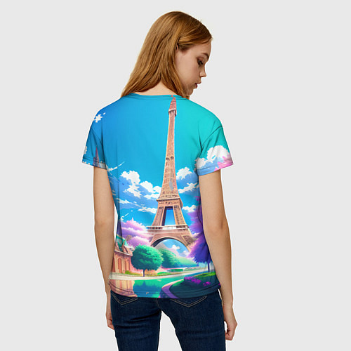 Женская футболка Весенний Париж / 3D-принт – фото 4
