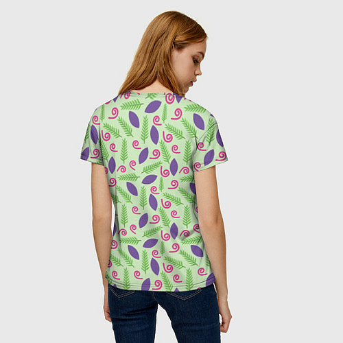Женская футболка Спиралька веточка и листок / 3D-принт – фото 4