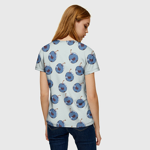 Женская футболка Слива сизая, пиксель, паттерн / 3D-принт – фото 4