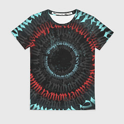 Футболка женская Неоновые круги иероглифы, цвет: 3D-принт