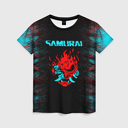 Женская футболка Сyberpunk 2077 samurai neon