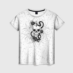 Женская футболка Череп со змеей тату