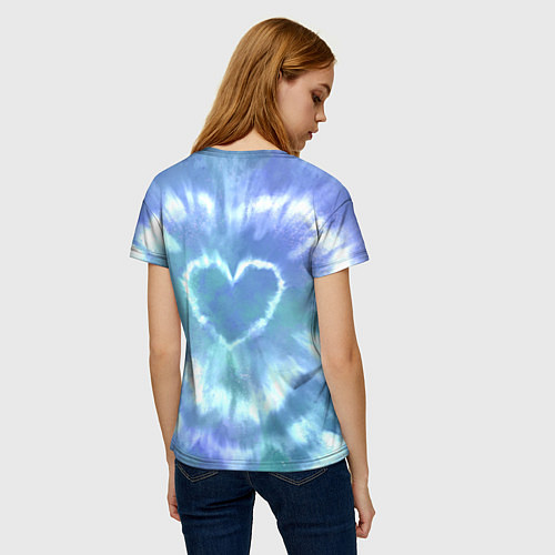 Женская футболка Сердце - тай-дай - голубой / 3D-принт – фото 4