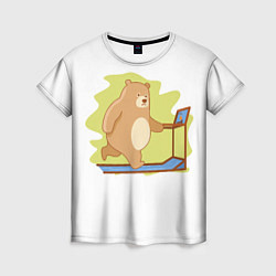 Женская футболка Медведь на беговой дорожке