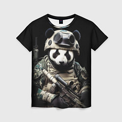 Женская футболка Медведь панда солдат спецназа