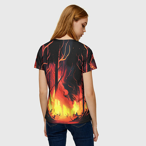 Женская футболка Тигр воин в огне / 3D-принт – фото 4