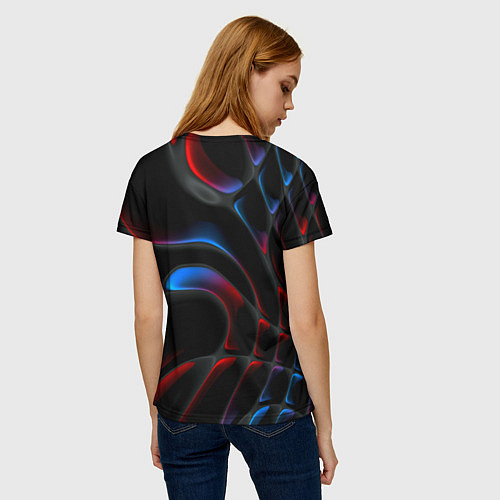 Женская футболка Neon colors drops of liquid / 3D-принт – фото 4