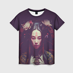 Женская футболка Девушка-самурай