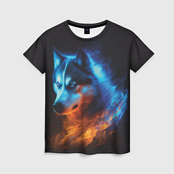 Женская футболка Водно-огненная стихия волка