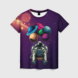 Женская футболка Космонавт на шариках