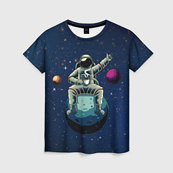Женская футболка Космонавт с кружкой
