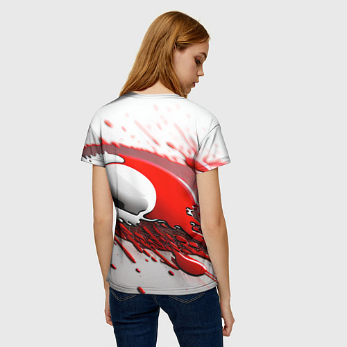 Женская футболка Красные абстрактные брызги / 3D-принт – фото 4