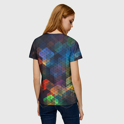 Женская футболка Стеклянная мозаика цветная / 3D-принт – фото 4