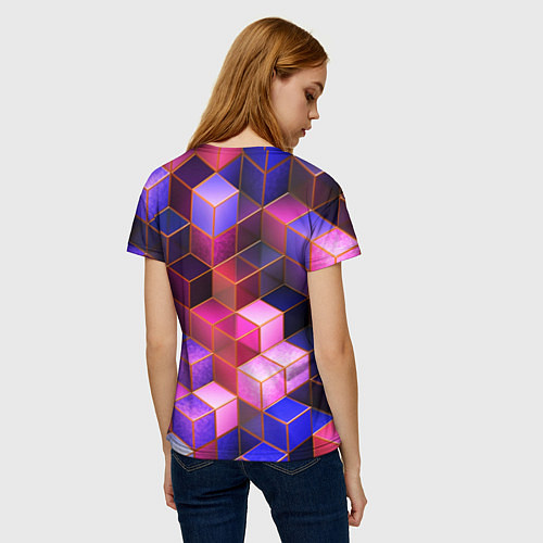 Женская футболка Цветные кубики / 3D-принт – фото 4