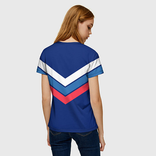 Женская футболка Полосы - триколор Россия: темно-синий / 3D-принт – фото 4