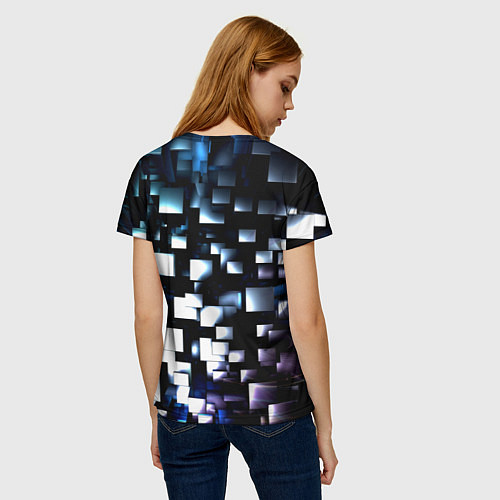 Женская футболка Неоновые кубы абстракция / 3D-принт – фото 4