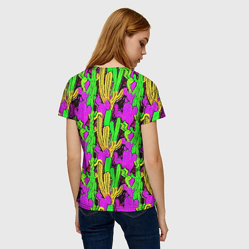 Женская футболка Абстрактные кактусы / 3D-принт – фото 4