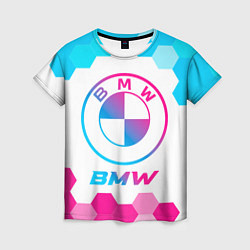 Женская футболка BMW neon gradient style