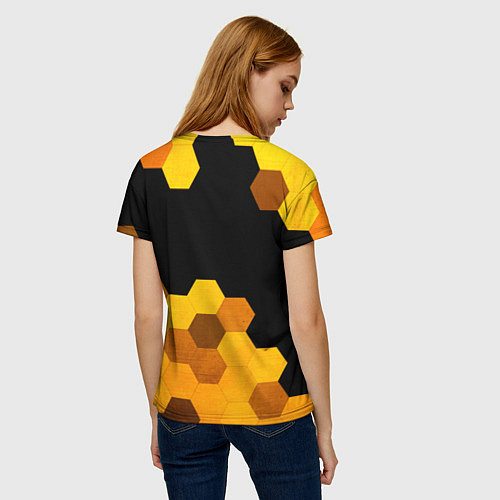 Женская футболка Warframe - gold gradient: символ сверху / 3D-принт – фото 4
