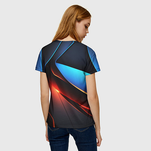 Женская футболка Красно-синие элементы / 3D-принт – фото 4