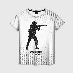 Женская футболка Counter Strike с потертостями на светлом фоне