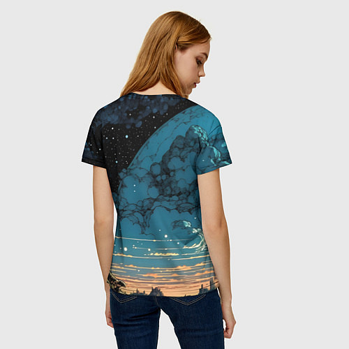 Женская футболка Тигр космонавт на далекой планете / 3D-принт – фото 4