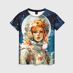 Женская футболка Рыжая девушка космонавт
