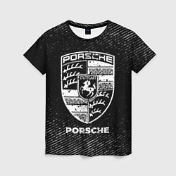 Женская футболка Porsche с потертостями на темном фоне