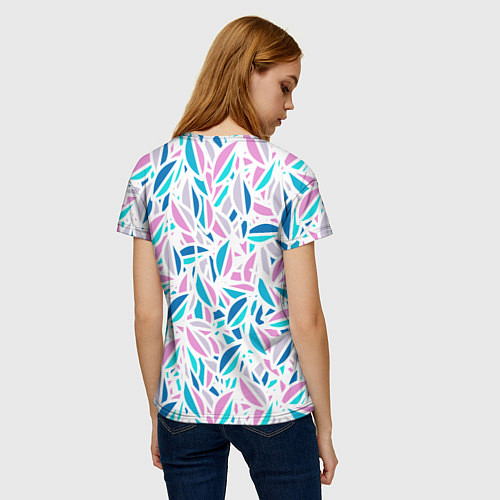 Женская футболка Абстракция цветные листья / 3D-принт – фото 4