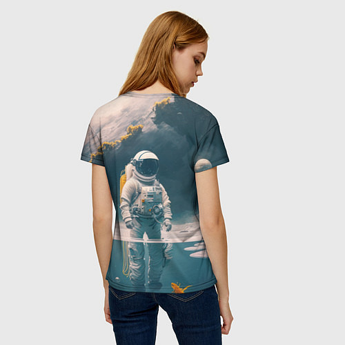 Женская футболка Космонавт в воде на другой планете / 3D-принт – фото 4