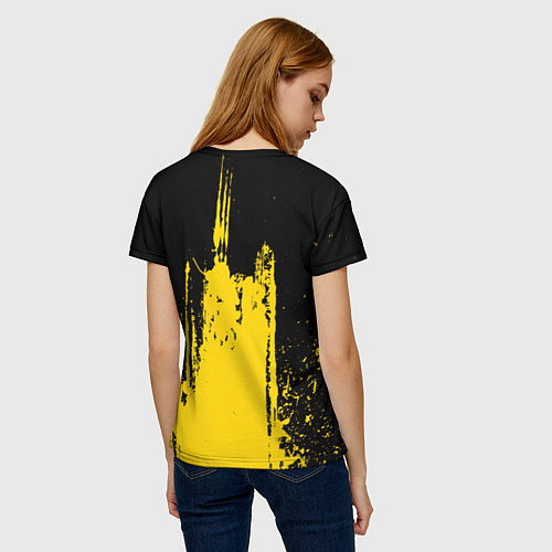 Женская футболка Фонтан бурлящей желтой краски / 3D-принт – фото 4