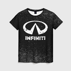 Женская футболка Infiniti с потертостями на темном фоне