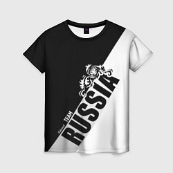 Женская футболка Russia national team: black and white lines