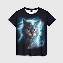 Женская футболка Котик с молниями
