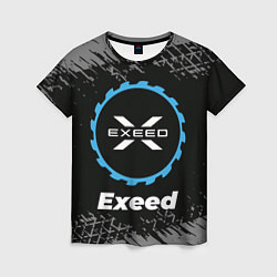 Женская футболка Exeed в стиле Top Gear со следами шин на фоне
