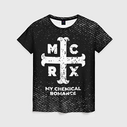 Женская футболка My Chemical Romance с потертостями на темном фоне