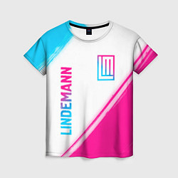Женская футболка Lindemann neon gradient style: надпись, символ