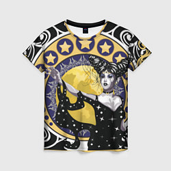 Женская футболка Древняя богиня Никс и рамка в стиле модерн с луной