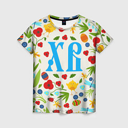 Женская футболка ХВ с цветочным узором на Пасху