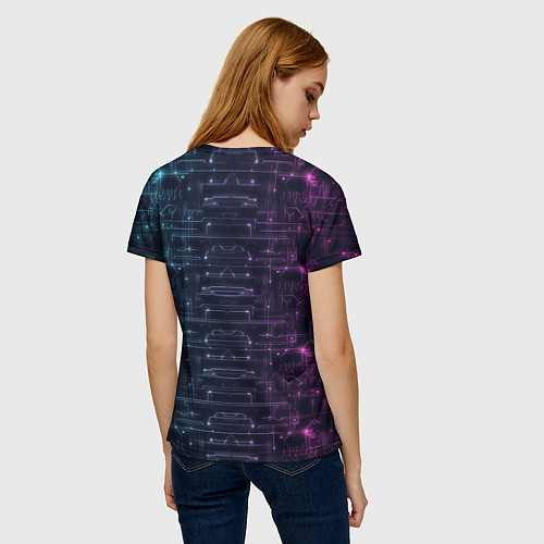 Женская футболка Сова в стиле киберпанк / 3D-принт – фото 4