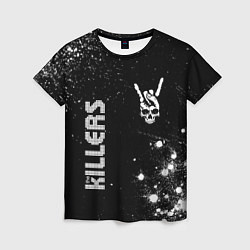 Футболка женская The Killers и рок символ на темном фоне, цвет: 3D-принт