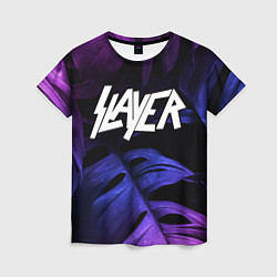 Женская футболка Slayer neon monstera