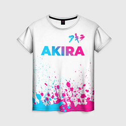 Женская футболка Akira neon gradient style: символ сверху
