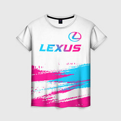 Футболка женская Lexus neon gradient style: символ сверху, цвет: 3D-принт