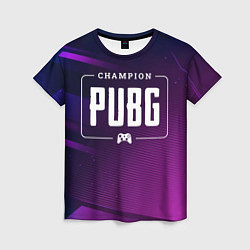 Женская футболка PUBG gaming champion: рамка с лого и джойстиком на