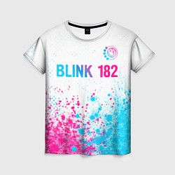 Женская футболка Blink 182 neon gradient style: символ сверху