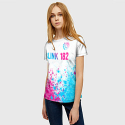 Футболка женская Blink 182 neon gradient style: символ сверху, цвет: 3D-принт — фото 2